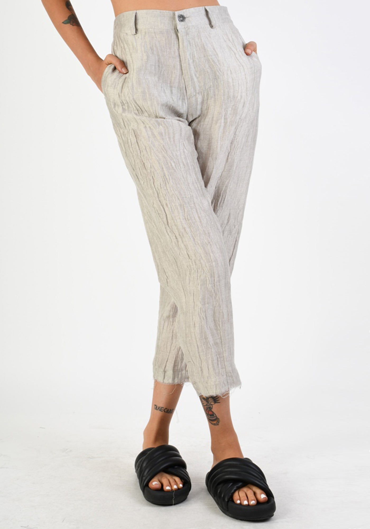 Crinkle Texture Tapered Leg Pants