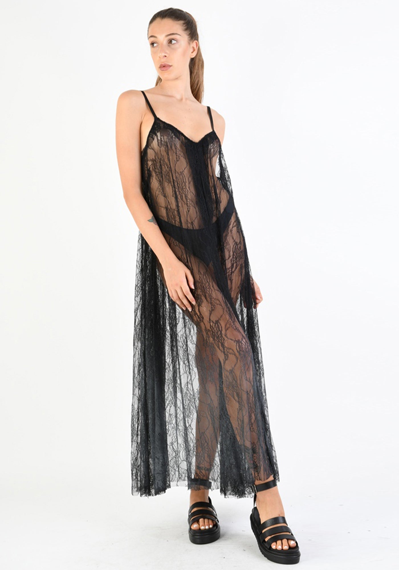 Sheer Ombre Lace Maxi Dress in NATURAL Only