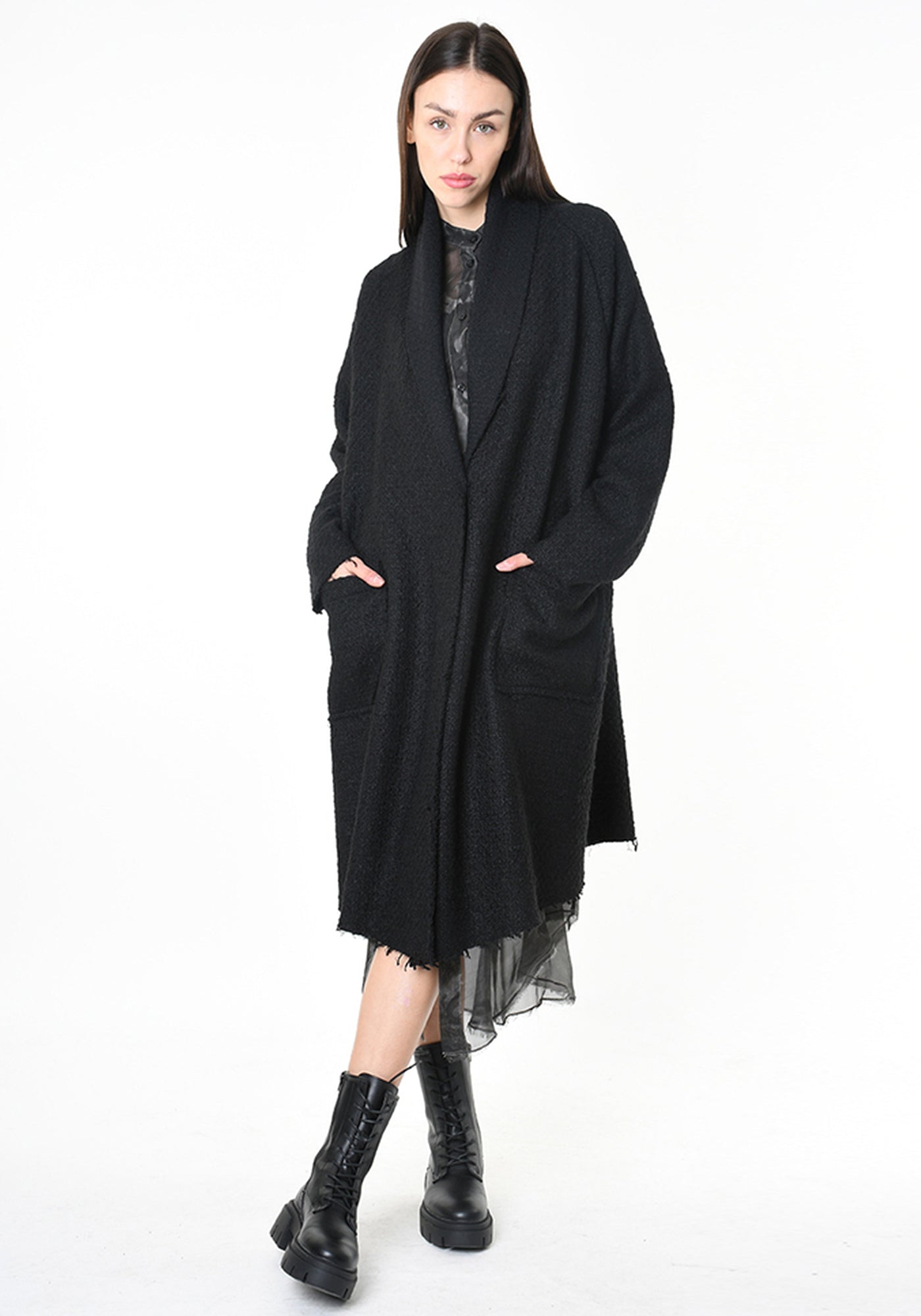 Bouclé Wool Blend Coat