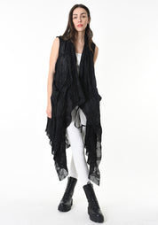 Textured Wool Draped Vest