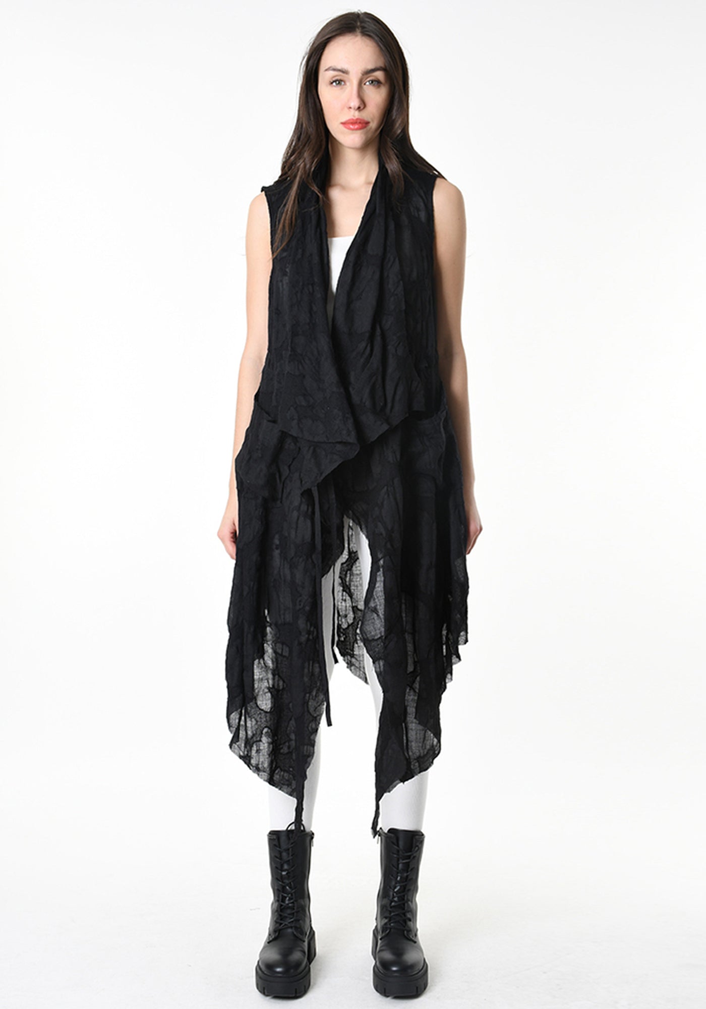 Textured Wool Draped Vest