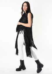 Textured Wool Draped Vest