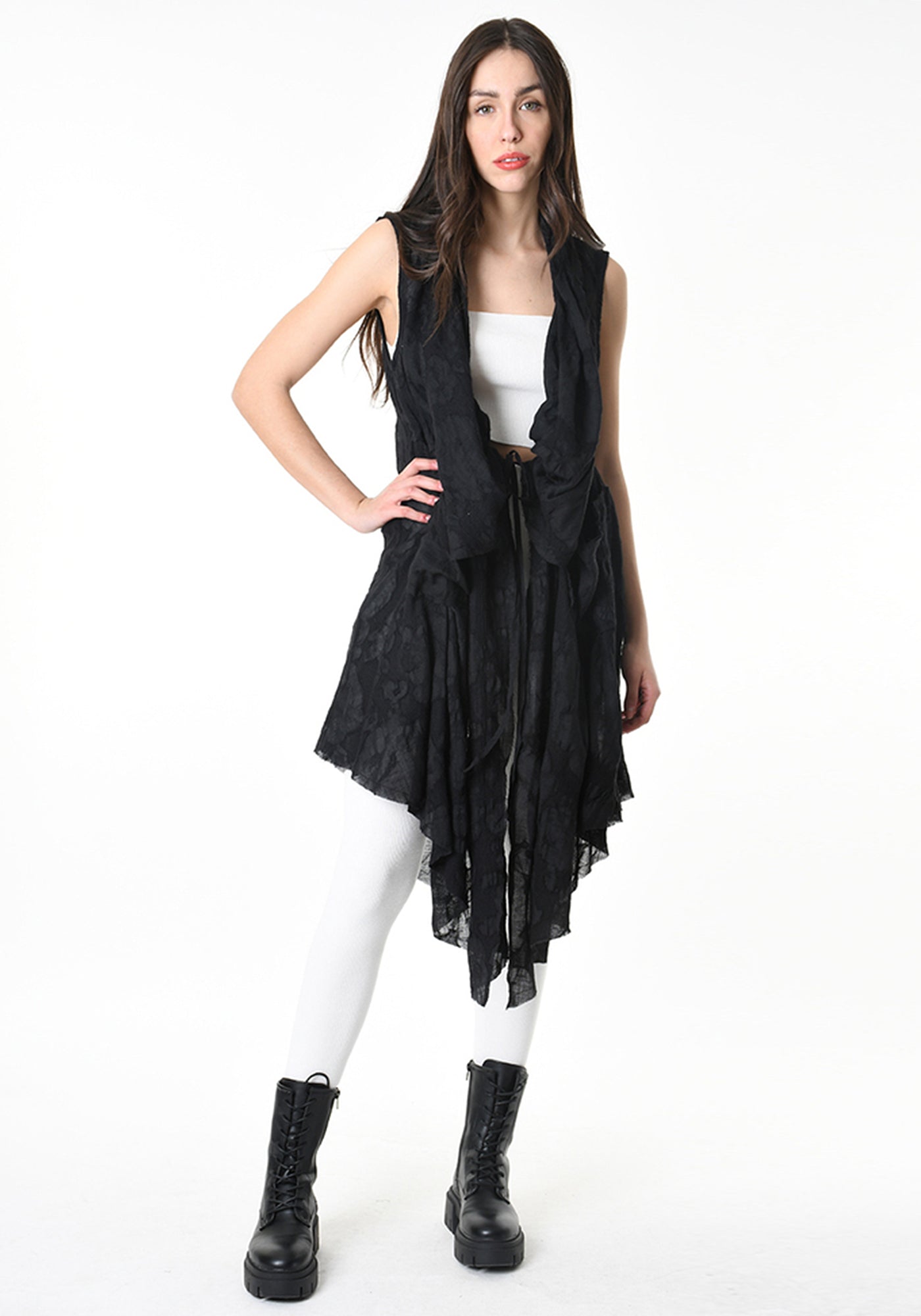 Textured Wool Draped Vest