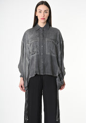 Oversized Drop Shoulder Blouse in STORM GREY