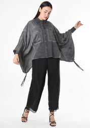 Oversized Drop Shoulder Blouse in STORM GREY