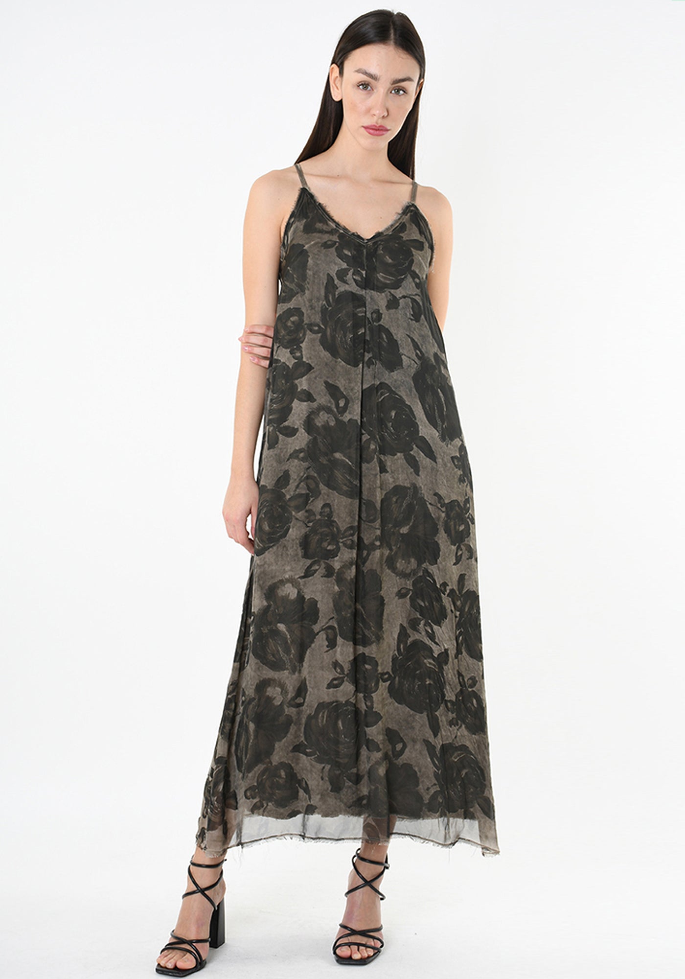 Strappy Layered Printed Maxi Dress