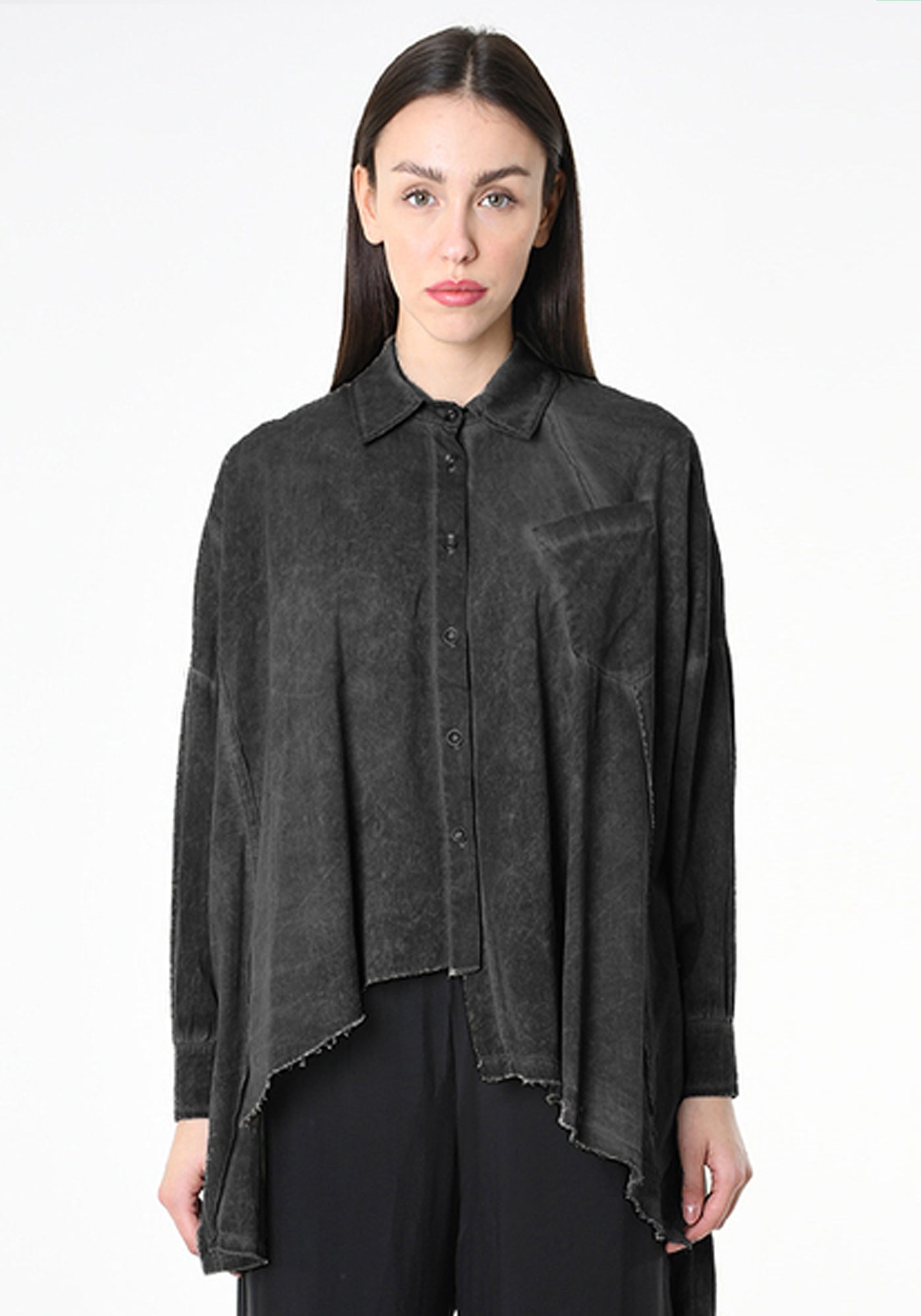 Asymmetric A-Line Blouse in BLACK Only