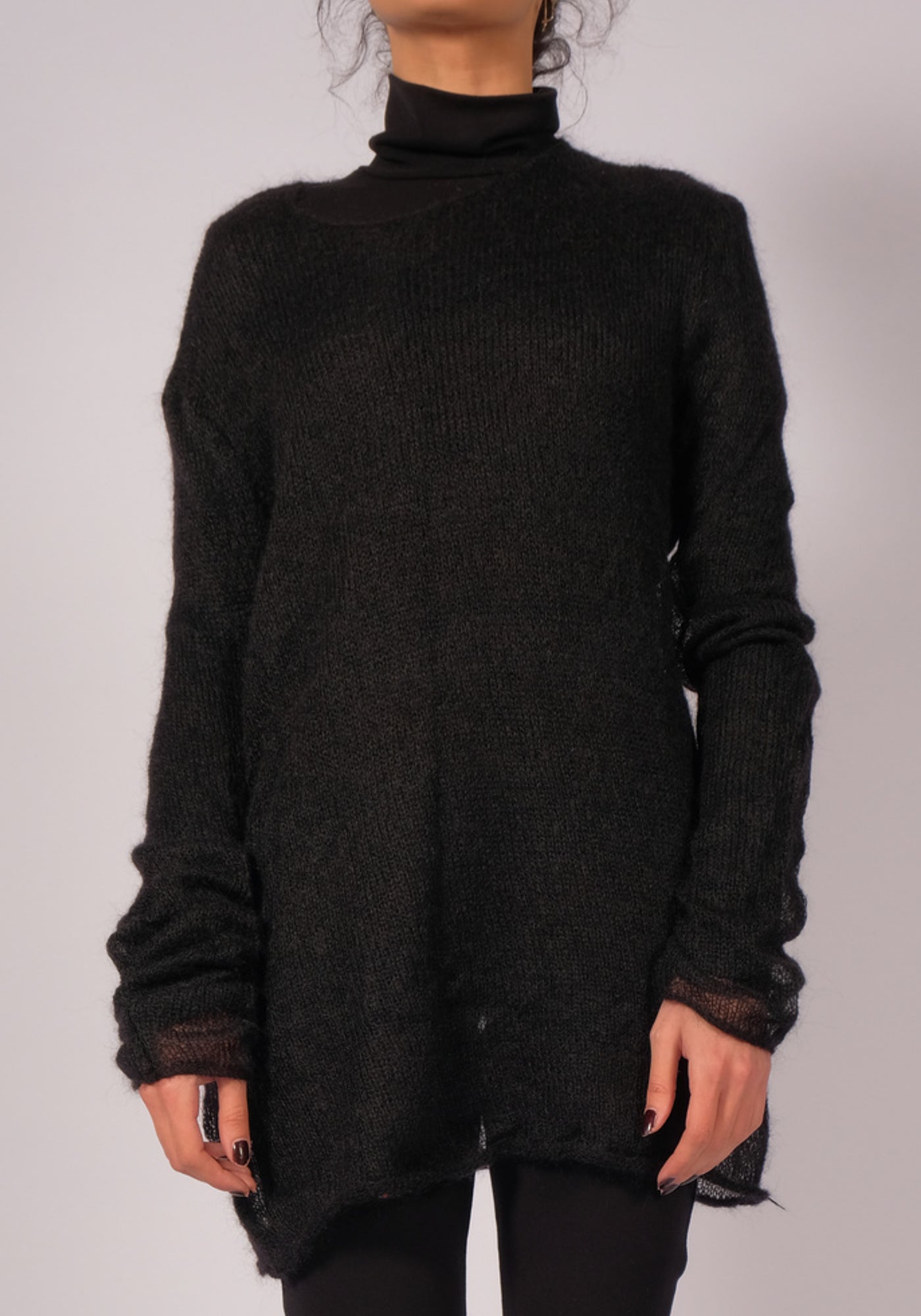 Mohair Wool Long Sleeve Sheer Pullover