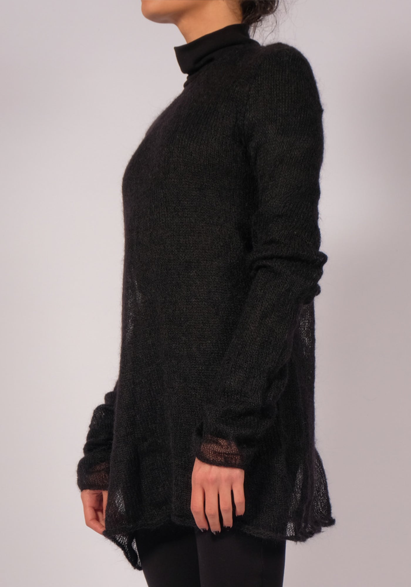 Mohair Wool Long Sleeve Sheer Pullover