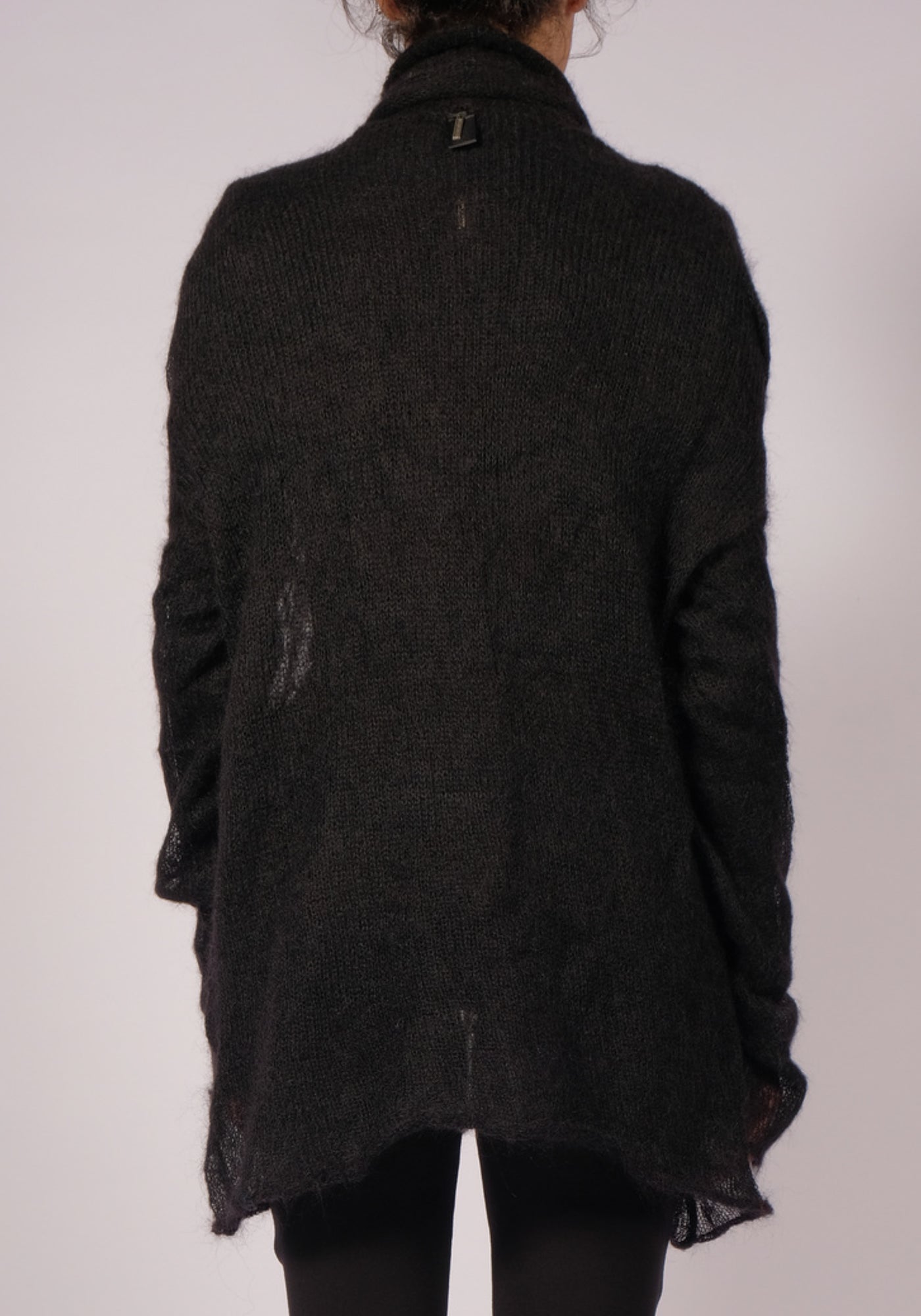 Mohair Wool Long Sleeve Scarf Detail Sheer Turtleneck