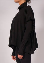 Oversized Drop Shoulder Jersey Turtleneck