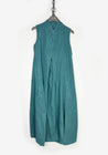 Linen Blend Button Neck Dress | Lurdes Bergada