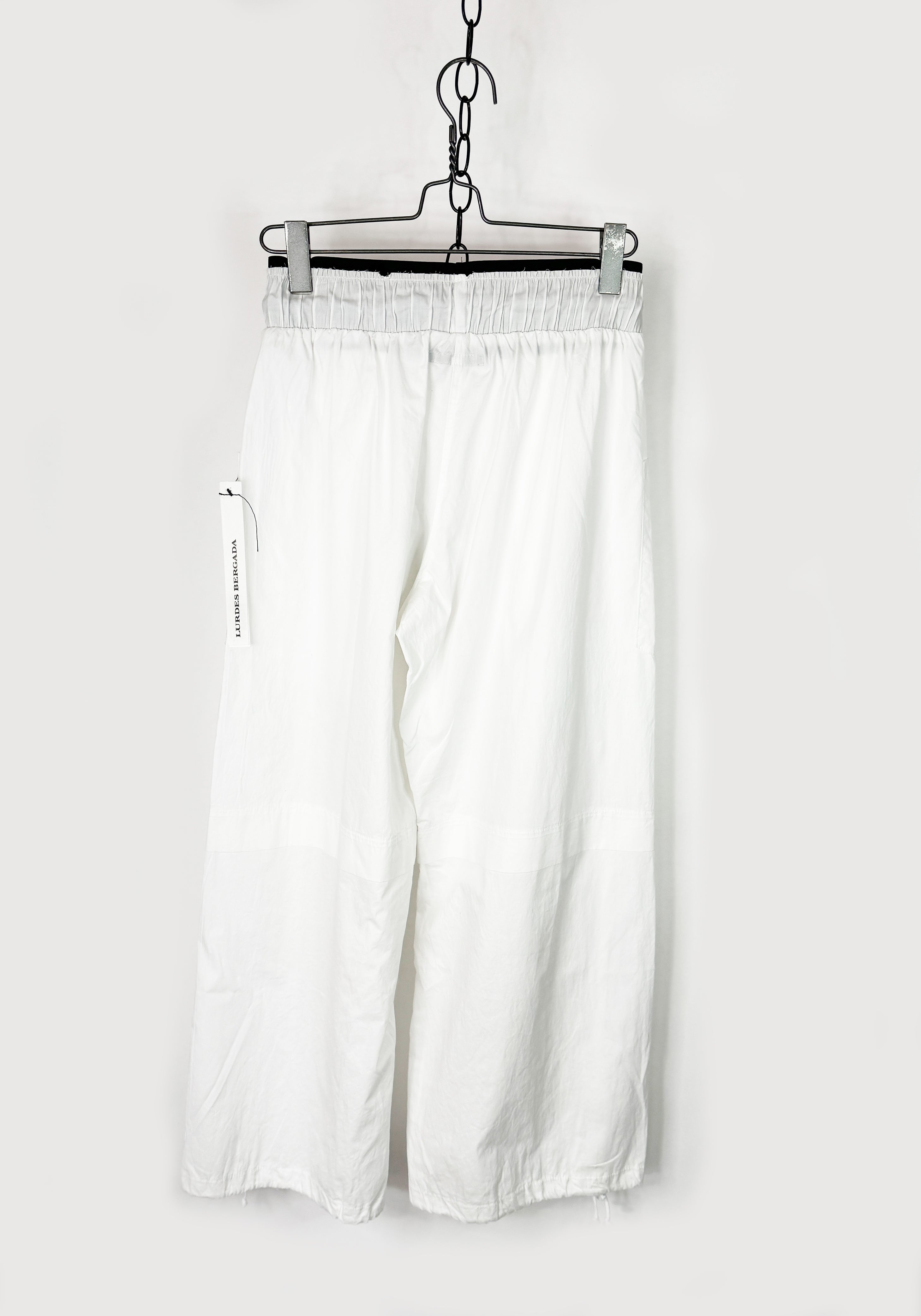 Coated Cotton Full Leg Paneled Pants in WHITE Only