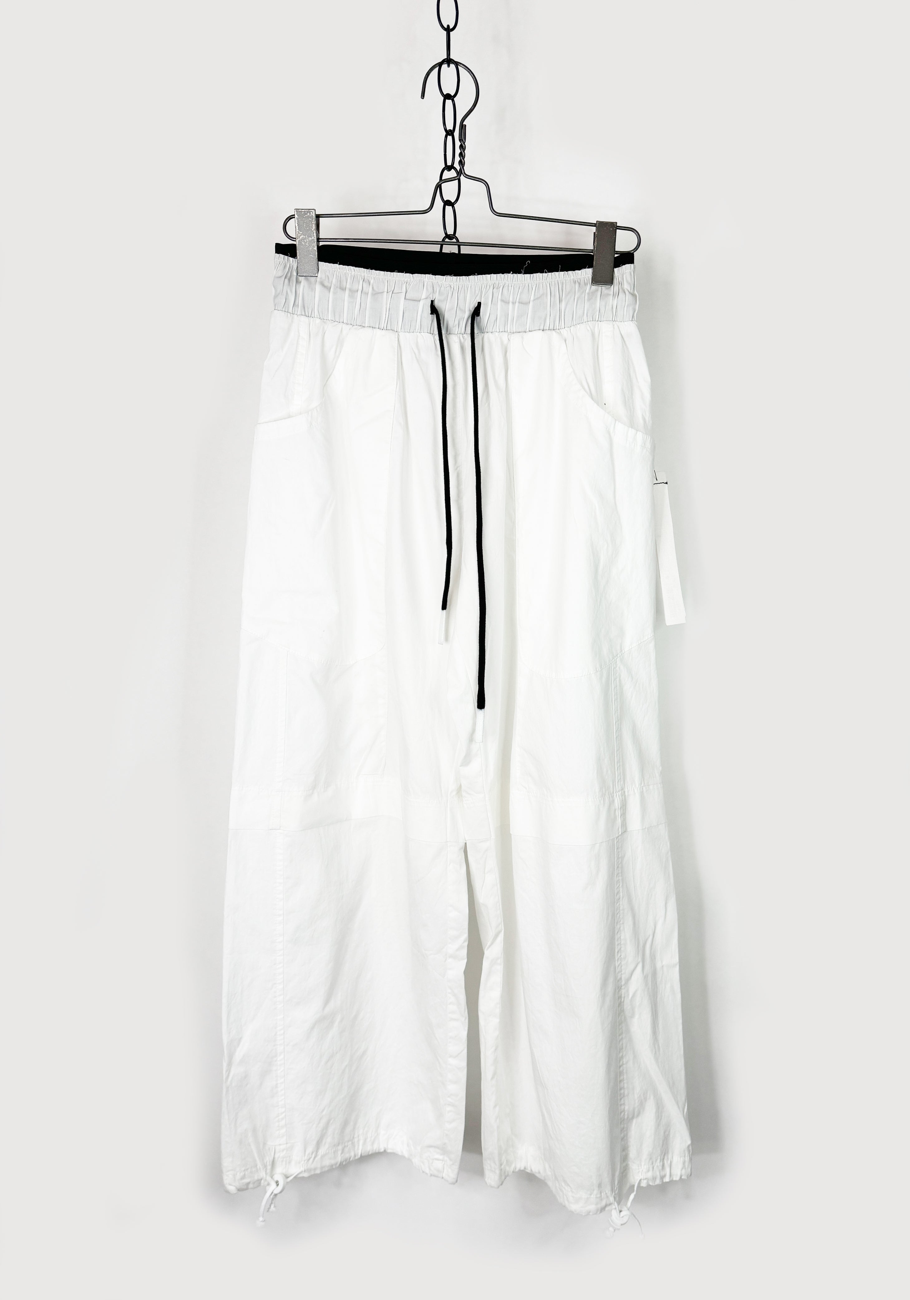 Coated Cotton Full Leg Paneled Pants in WHITE Only