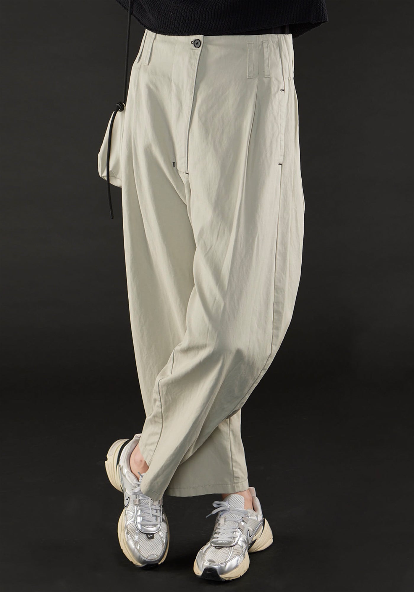 Coated Pleat Detail Trousers in SAND or BLACK