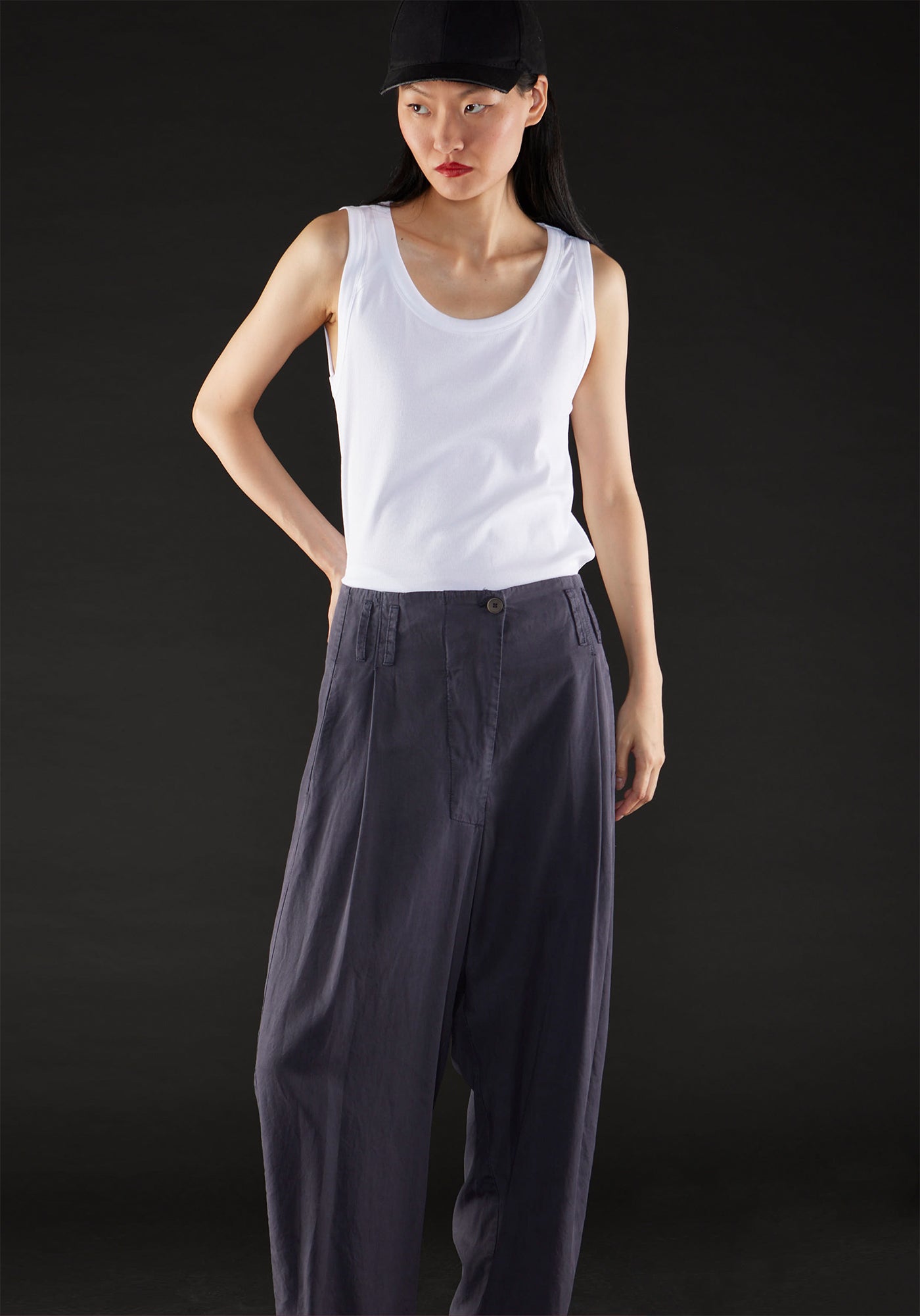 Pleat Waist Cropped Wide Leg Pants in INK, STONE and BLACK