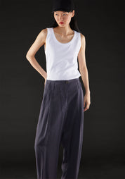 Pleat Waist Cropped Wide Leg Pants in INK, STONE and BLACK
