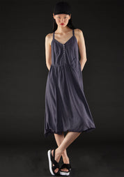 Asymmetric Strappy Button Detail Bubble Dress in INK, BLACK or STONE