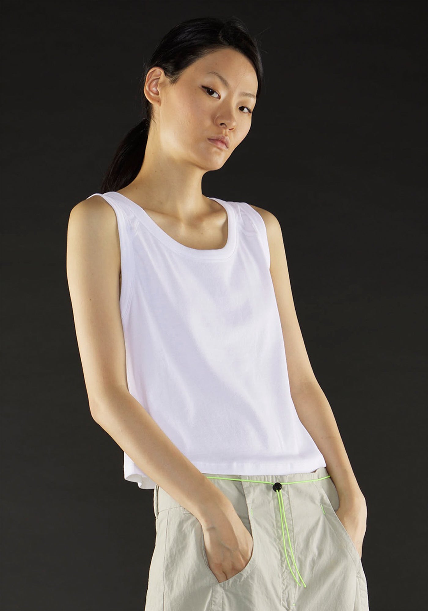 Ribbed Jersey Tank in WHITE, MOSS or BLACK