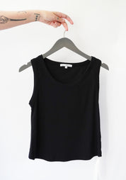 Ribbed Jersey Tank in WHITE, MOSS or BLACK