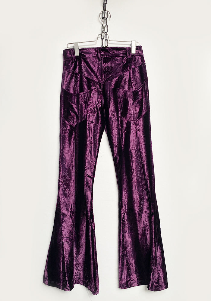 Barbara Bologna Purple Floral Velvet Flare Pants | December Thieves