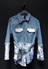 Wren + Glory Blue Swirls Hand Painted Denim Jacket