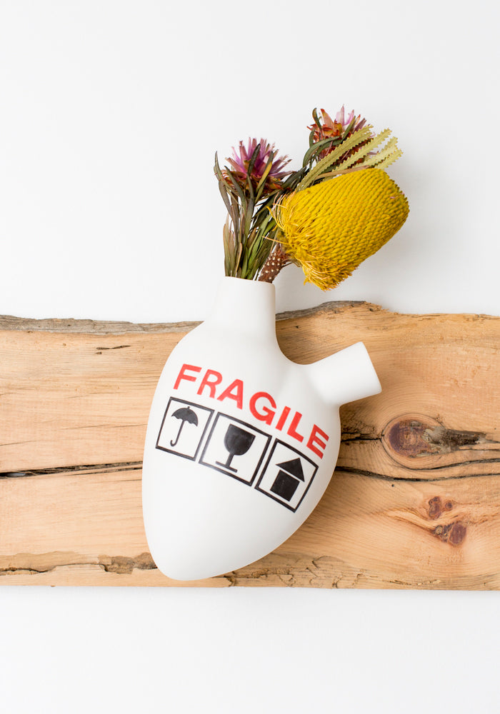 Studio Elica 'Fragile' Porcelain Anatomical Heart Wall Vase