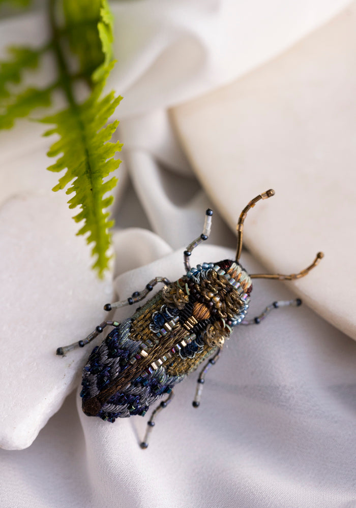 Trovelore Embroidered Florentinus Beetle Pin