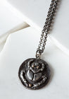 Shoshannah Frank Sterling Silver and 14k Gold Accents Scarab Coin Necklace